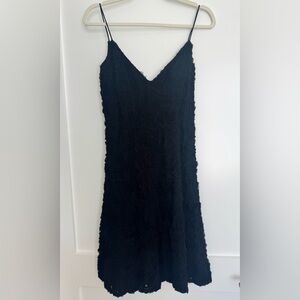 Carmen Marc Valvo Black Textured Mini Dress